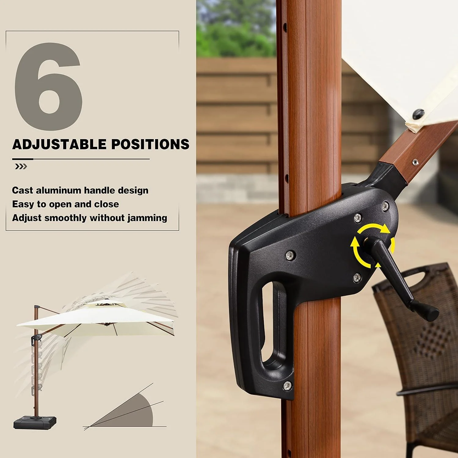 PURPLE LEAF 9 x 12 / 10 x 13 ft Rectangular Patio Umbrella Aluminum Cantilever Umbrella in Wood Color - Image 25