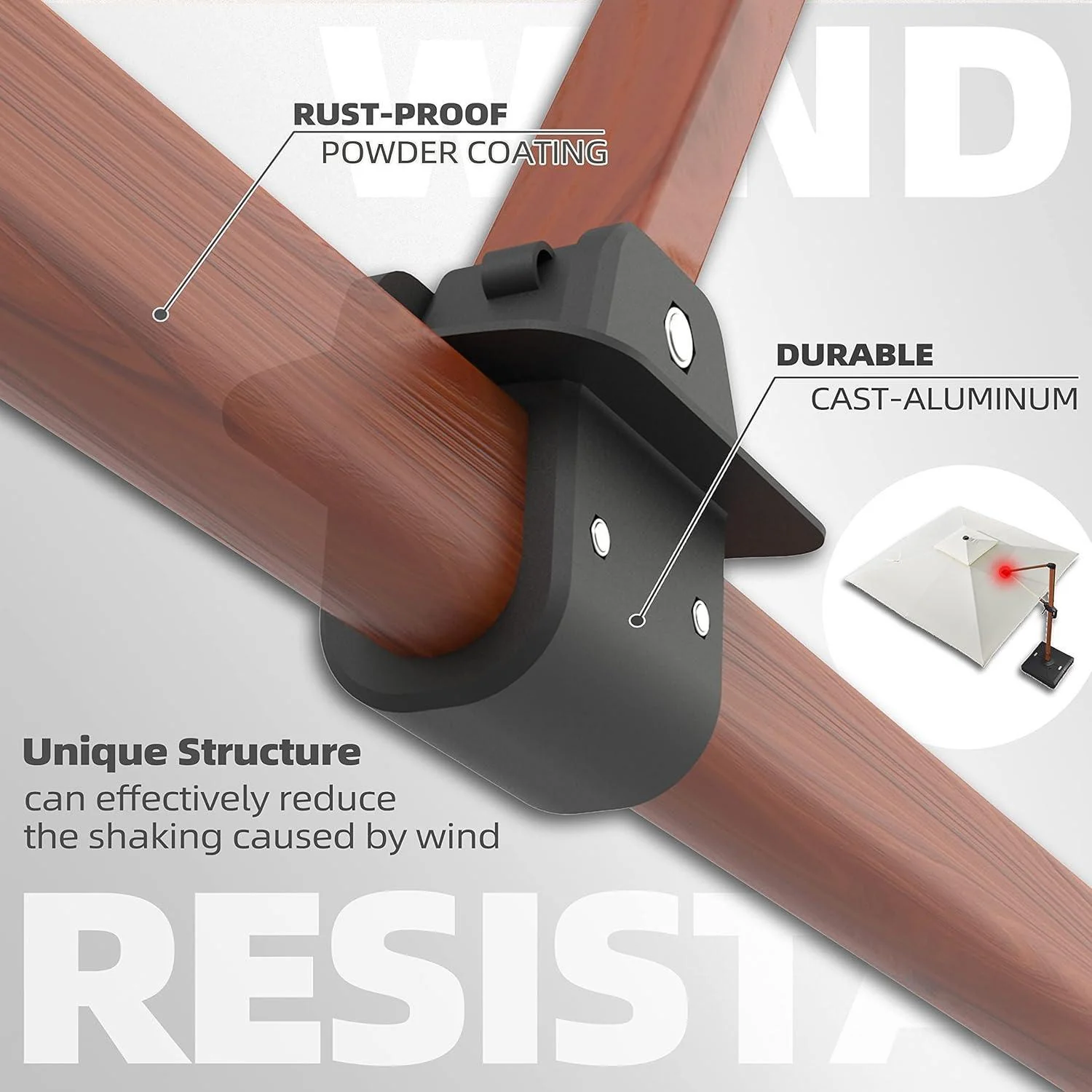 PURPLE LEAF 9 x 12 / 10 x 13 ft Rectangular Patio Umbrella Aluminum Cantilever Umbrella in Wood Color - Image 26