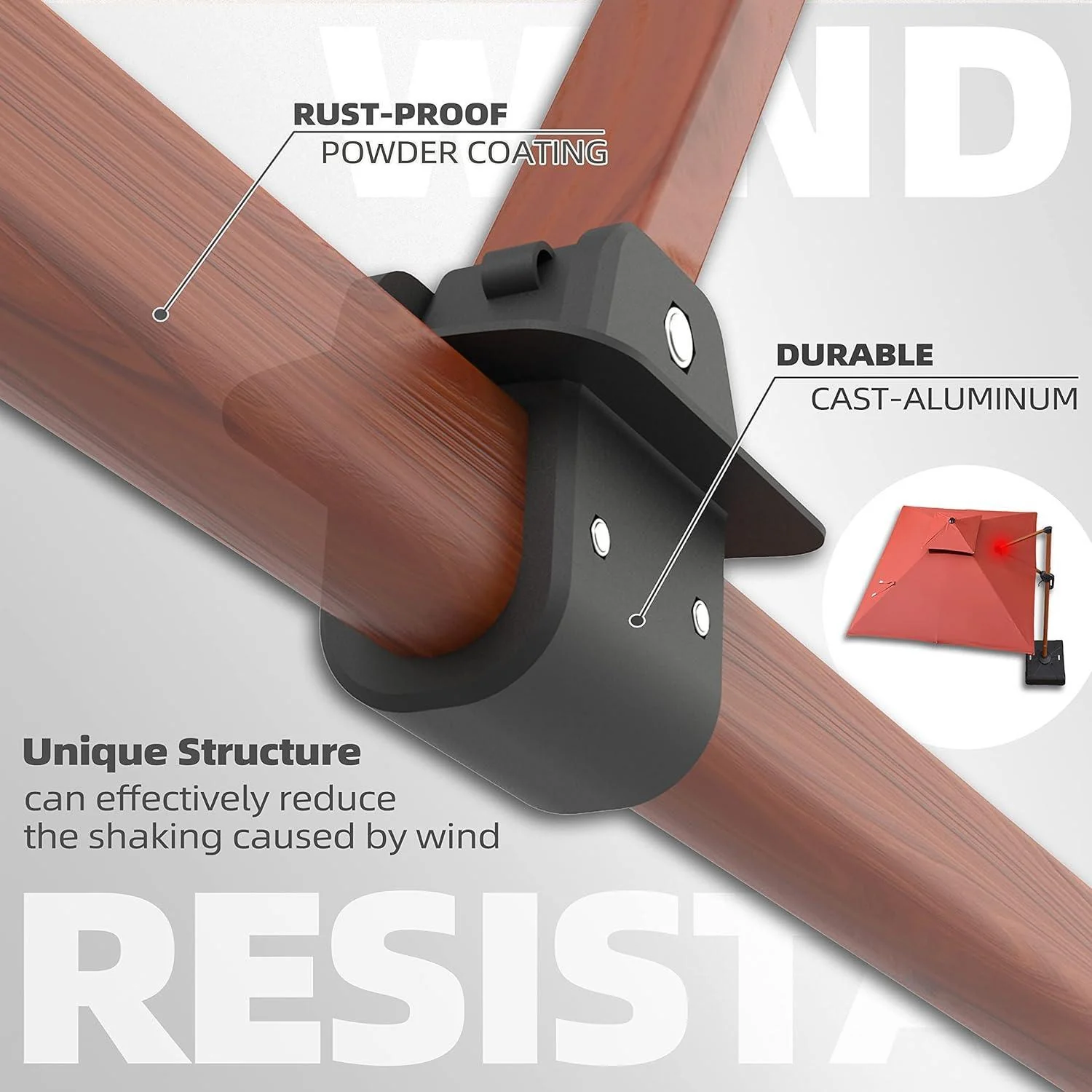 PURPLE LEAF 9 x 12 / 10 x 13 ft Rectangular Patio Umbrella Aluminum Cantilever Umbrella in Wood Color - Image 28