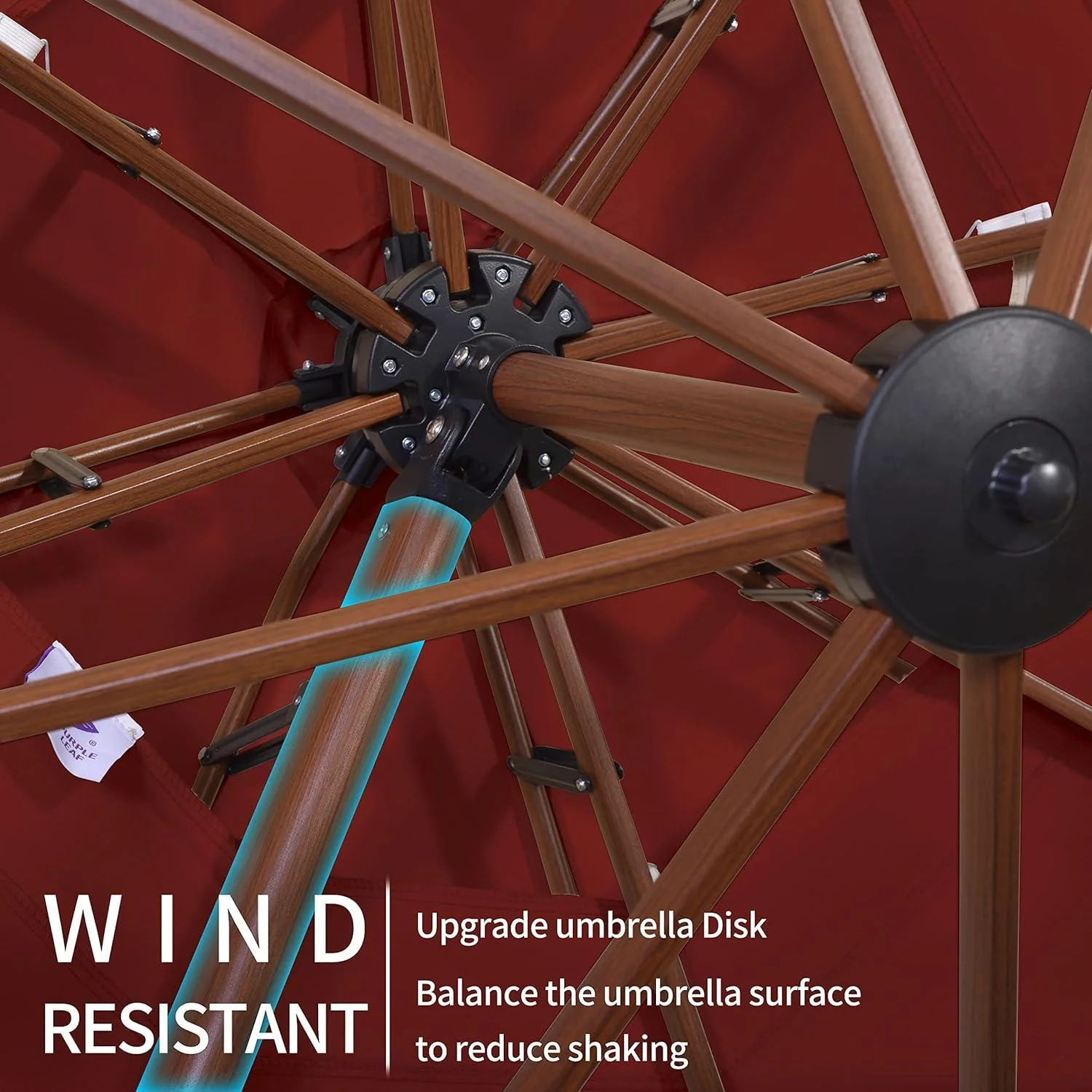 PURPLE LEAF 9 x 12 / 10 x 13 ft Rectangular Patio Umbrella Aluminum Cantilever Umbrella in Wood Color - Image 31