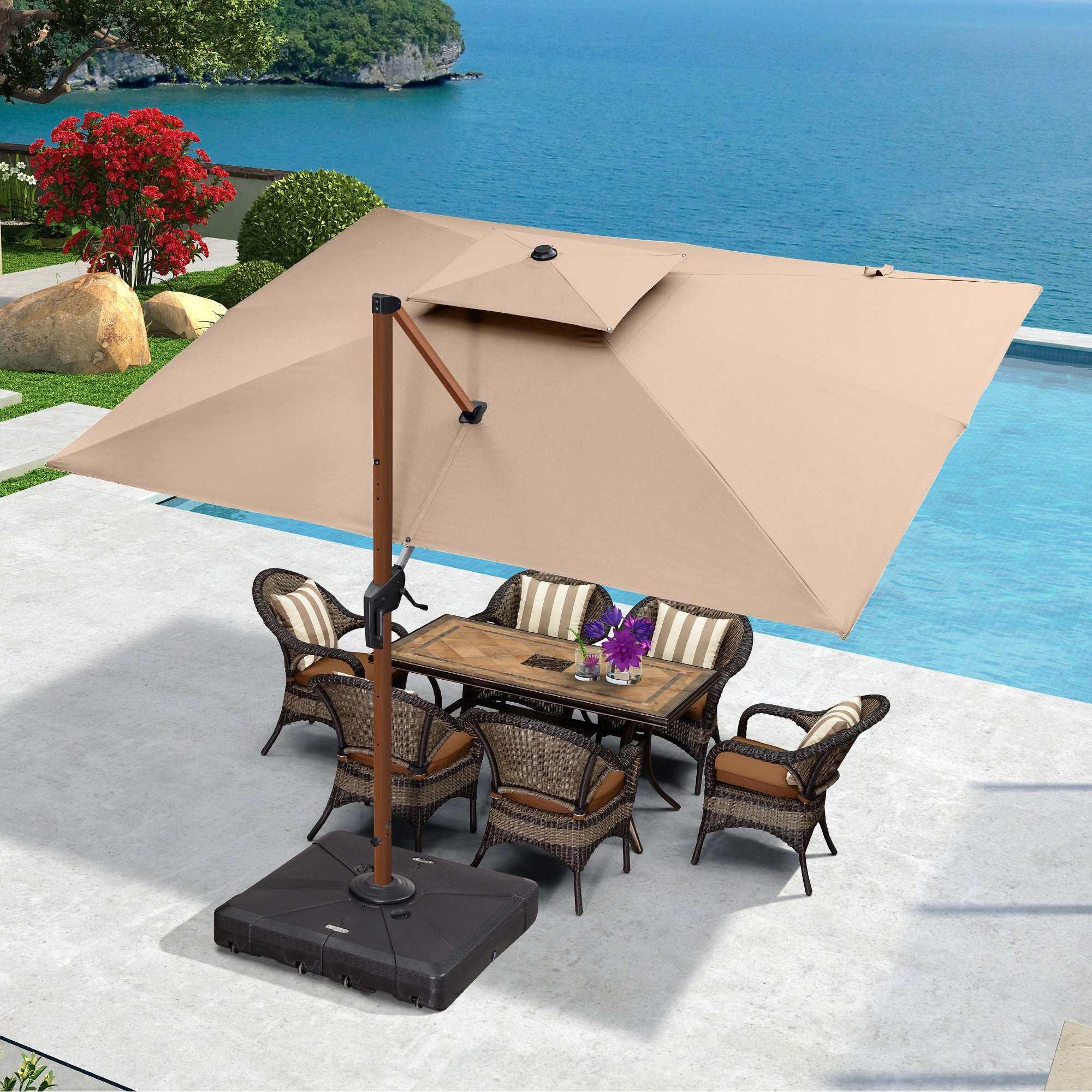 PURPLE LEAF 9 x 12 / 10 x 13 ft Rectangular Patio Umbrella Aluminum Cantilever Umbrella in Wood Color - Image 35