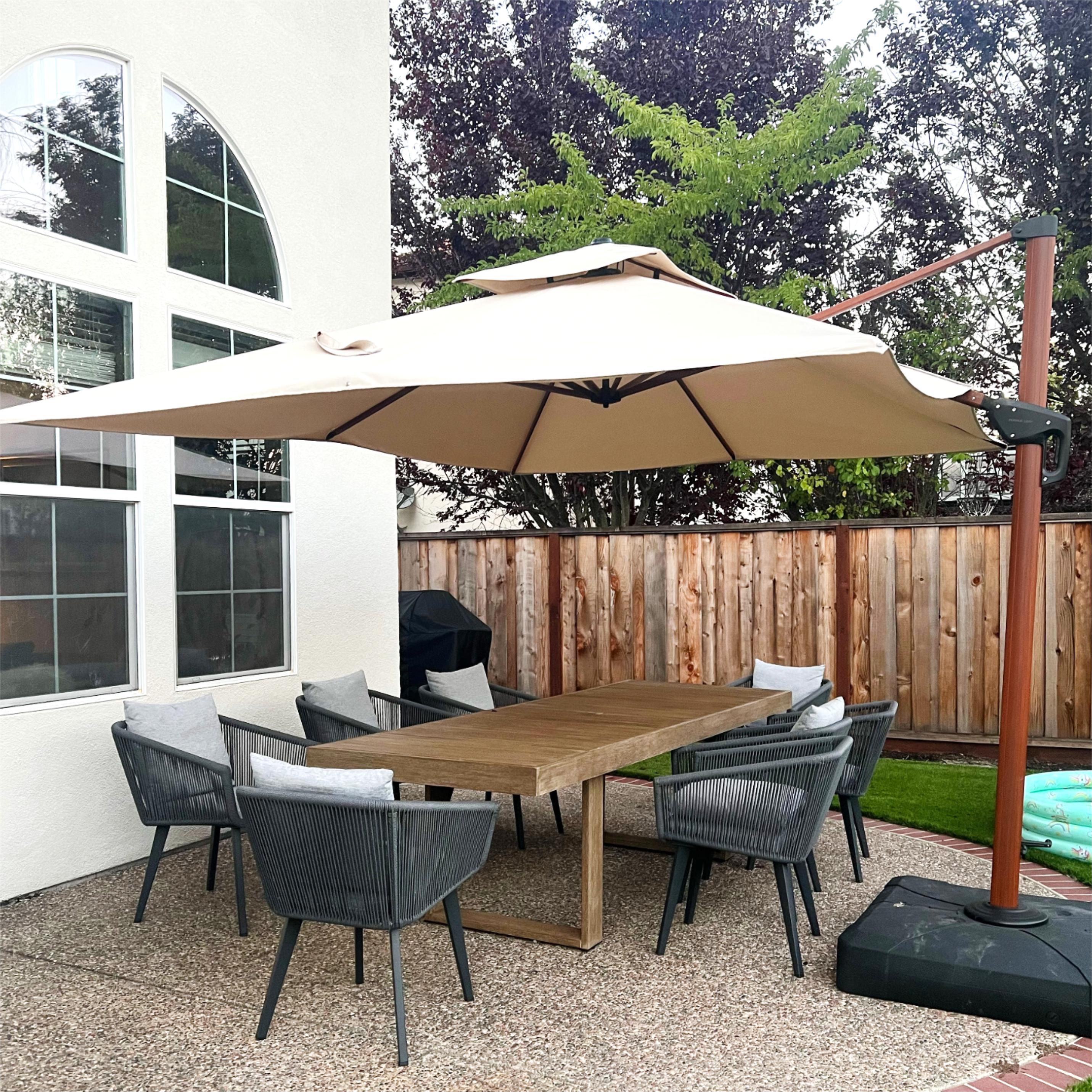 PURPLE LEAF 9 x 12 / 10 x 13 ft Rectangular Patio Umbrella Aluminum Cantilever Umbrella in Wood Color - Image 41