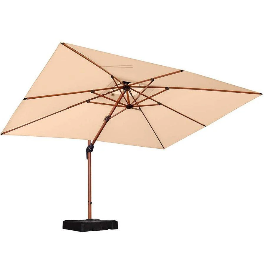 PURPLE LEAF 9 x 12 / 10 x 13 ft Rectangular Patio Umbrella Aluminum Cantilever Umbrella in Wood Color - Image 6