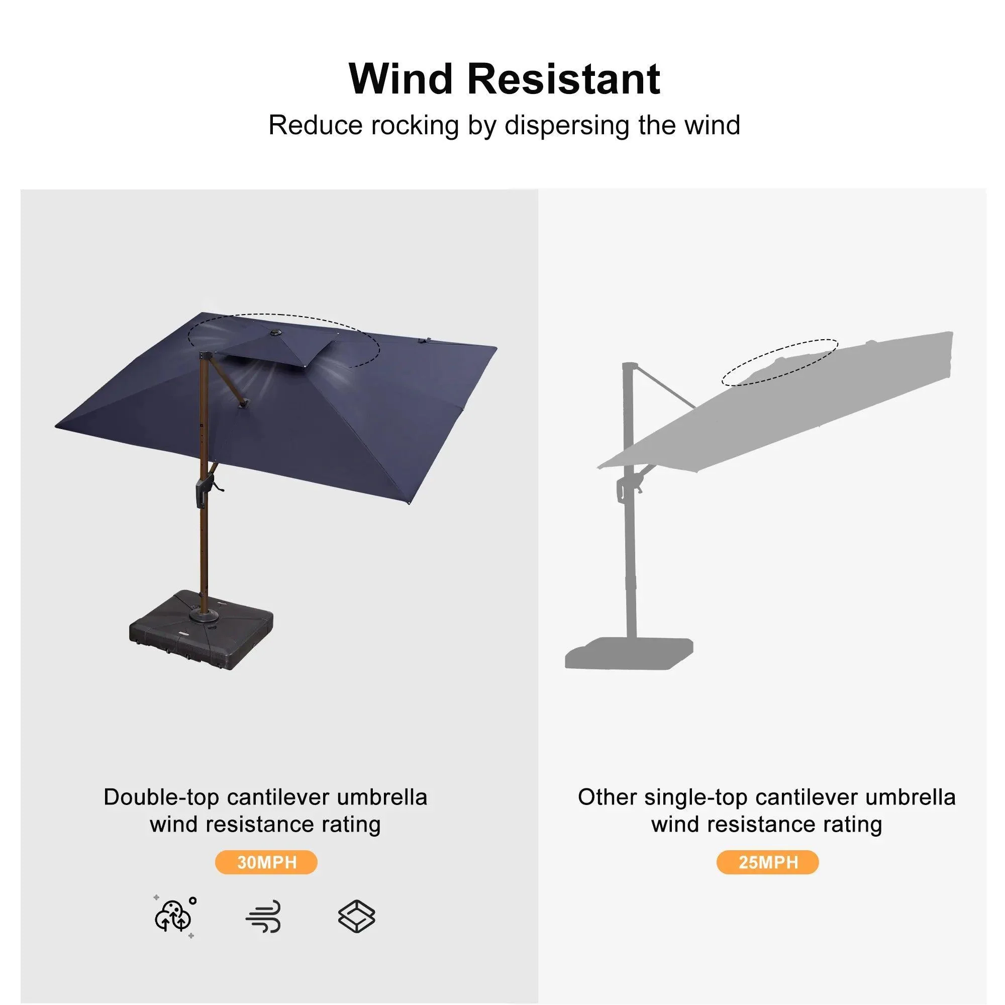 PURPLE LEAF 9 x 12 / 10 x 13 ft Rectangular Patio Umbrella Aluminum Cantilever Umbrella in Wood Color - Image 43