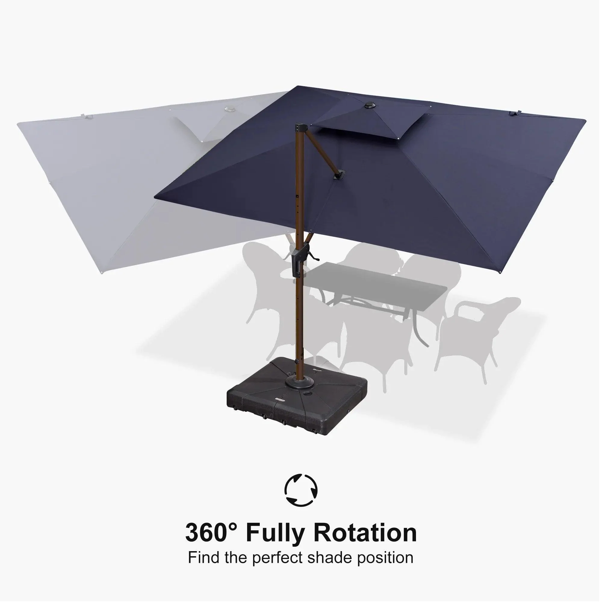 PURPLE LEAF 9 x 12 / 10 x 13 ft Rectangular Patio Umbrella Aluminum Cantilever Umbrella in Wood Color - Image 44