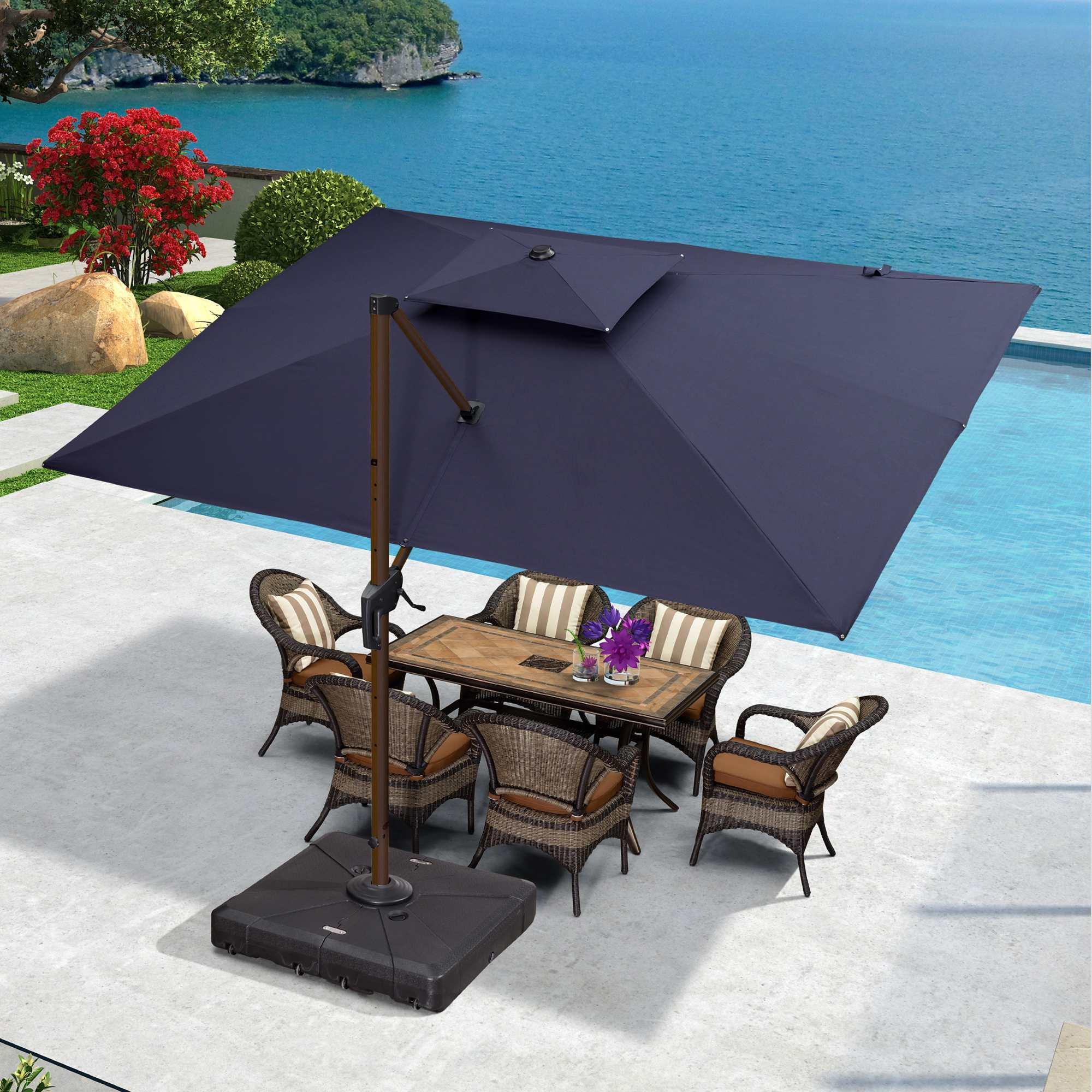 PURPLE LEAF 9 x 12 / 10 x 13 ft Rectangular Patio Umbrella Aluminum Cantilever Umbrella in Wood Color - Image 46