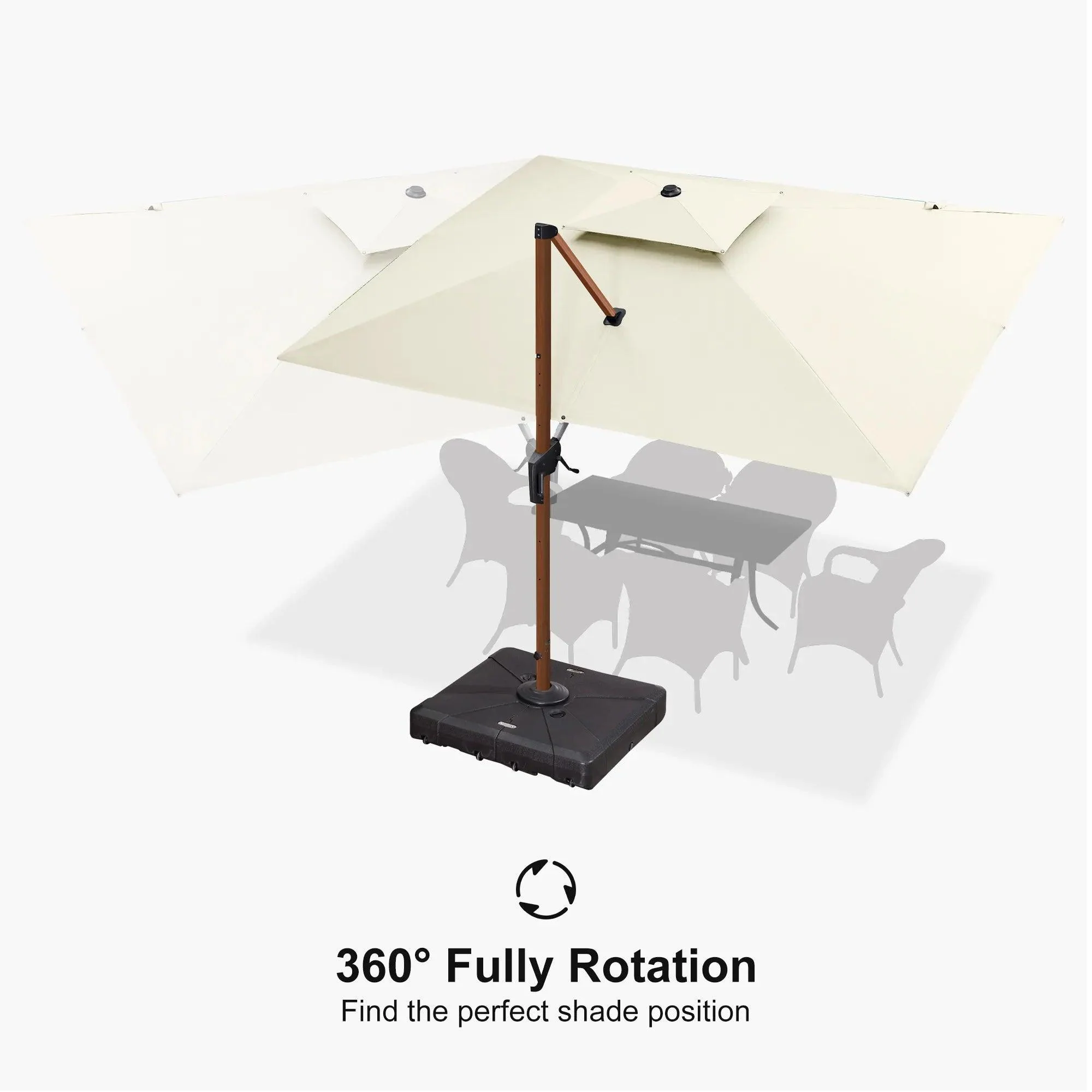 PURPLE LEAF 9 x 12 / 10 x 13 ft Rectangular Patio Umbrella Aluminum Cantilever Umbrella in Wood Color - Image 47