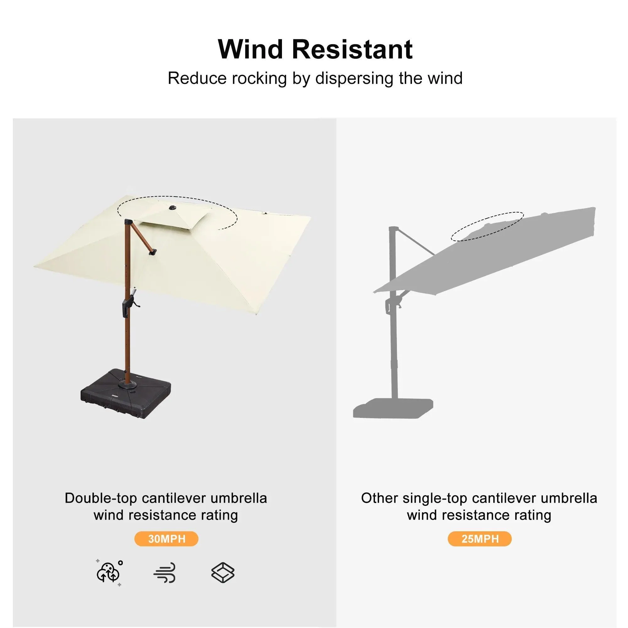 PURPLE LEAF 9 x 12 / 10 x 13 ft Rectangular Patio Umbrella Aluminum Cantilever Umbrella in Wood Color - Image 48