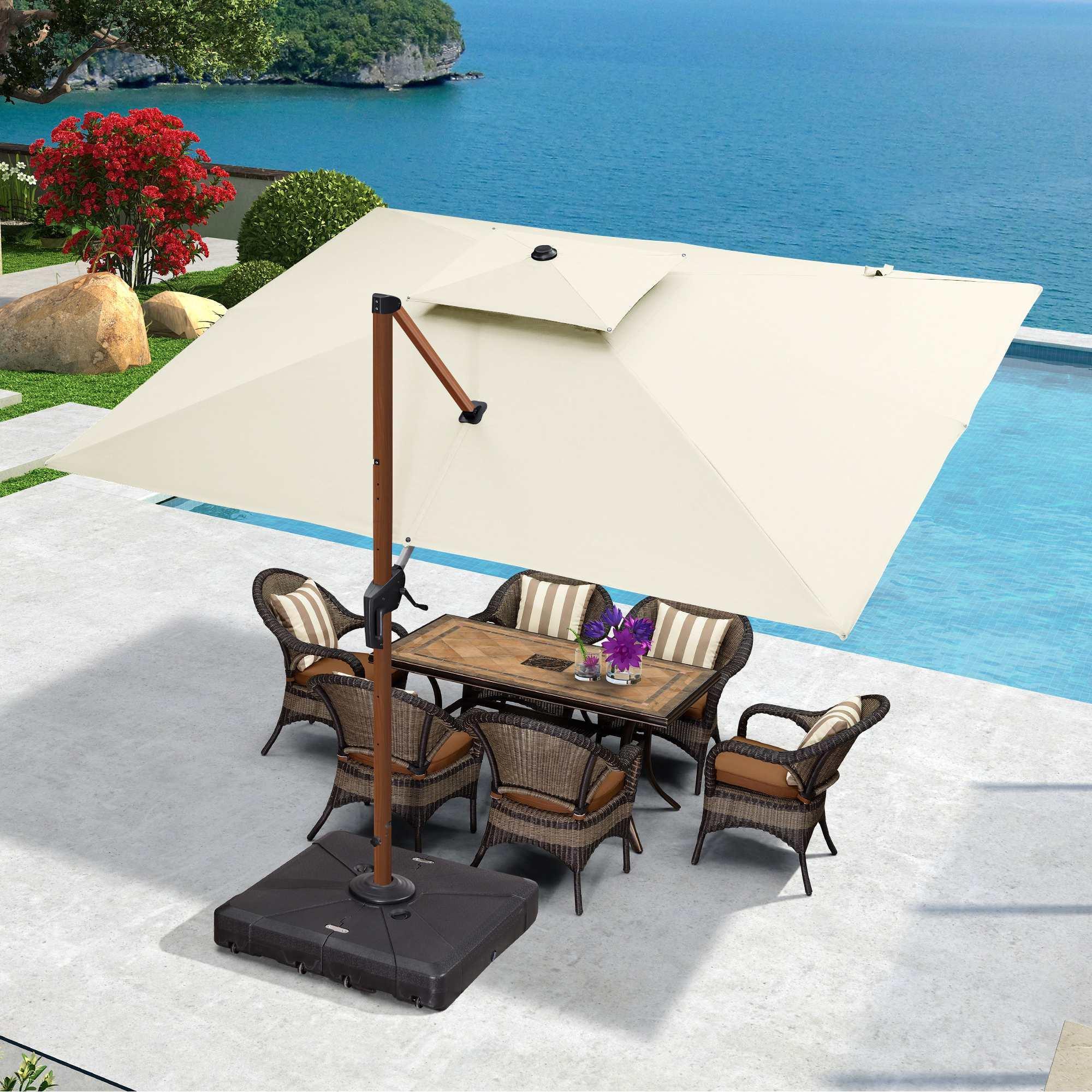 PURPLE LEAF 9 x 12 / 10 x 13 ft Rectangular Patio Umbrella Aluminum Cantilever Umbrella in Wood Color - Image 49