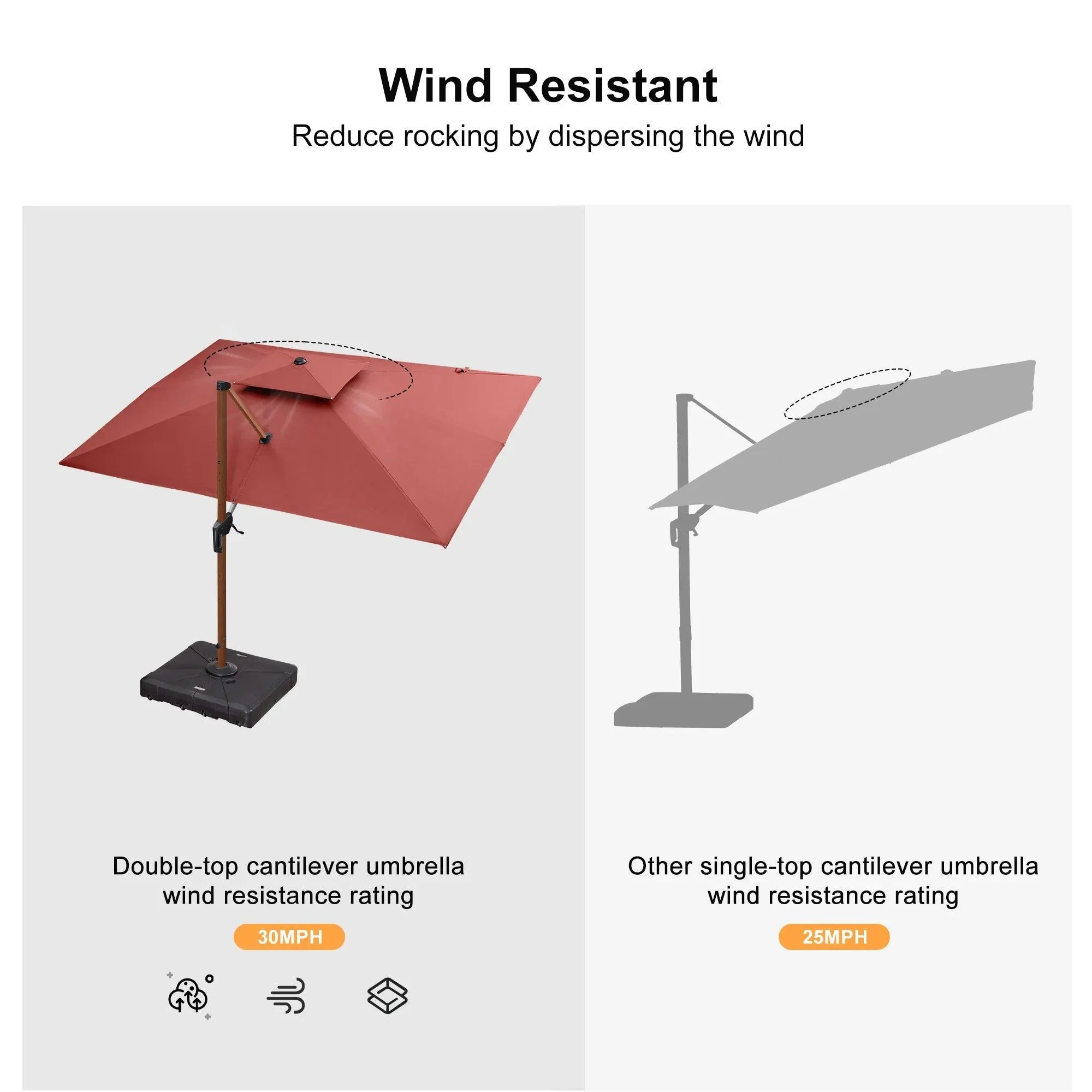 PURPLE LEAF 9 x 12 / 10 x 13 ft Rectangular Patio Umbrella Aluminum Cantilever Umbrella in Wood Color - Image 50