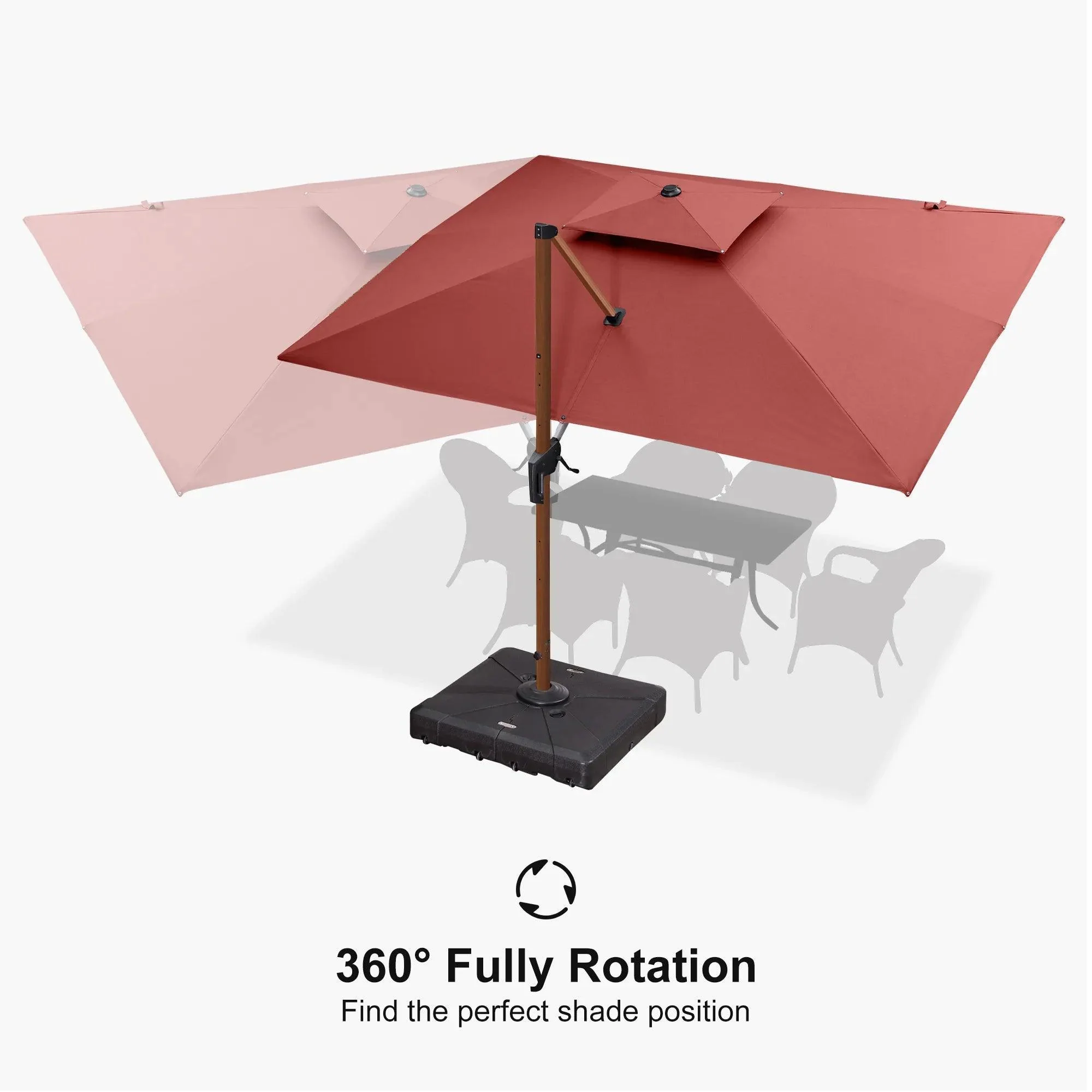 PURPLE LEAF 9 x 12 / 10 x 13 ft Rectangular Patio Umbrella Aluminum Cantilever Umbrella in Wood Color - Image 51