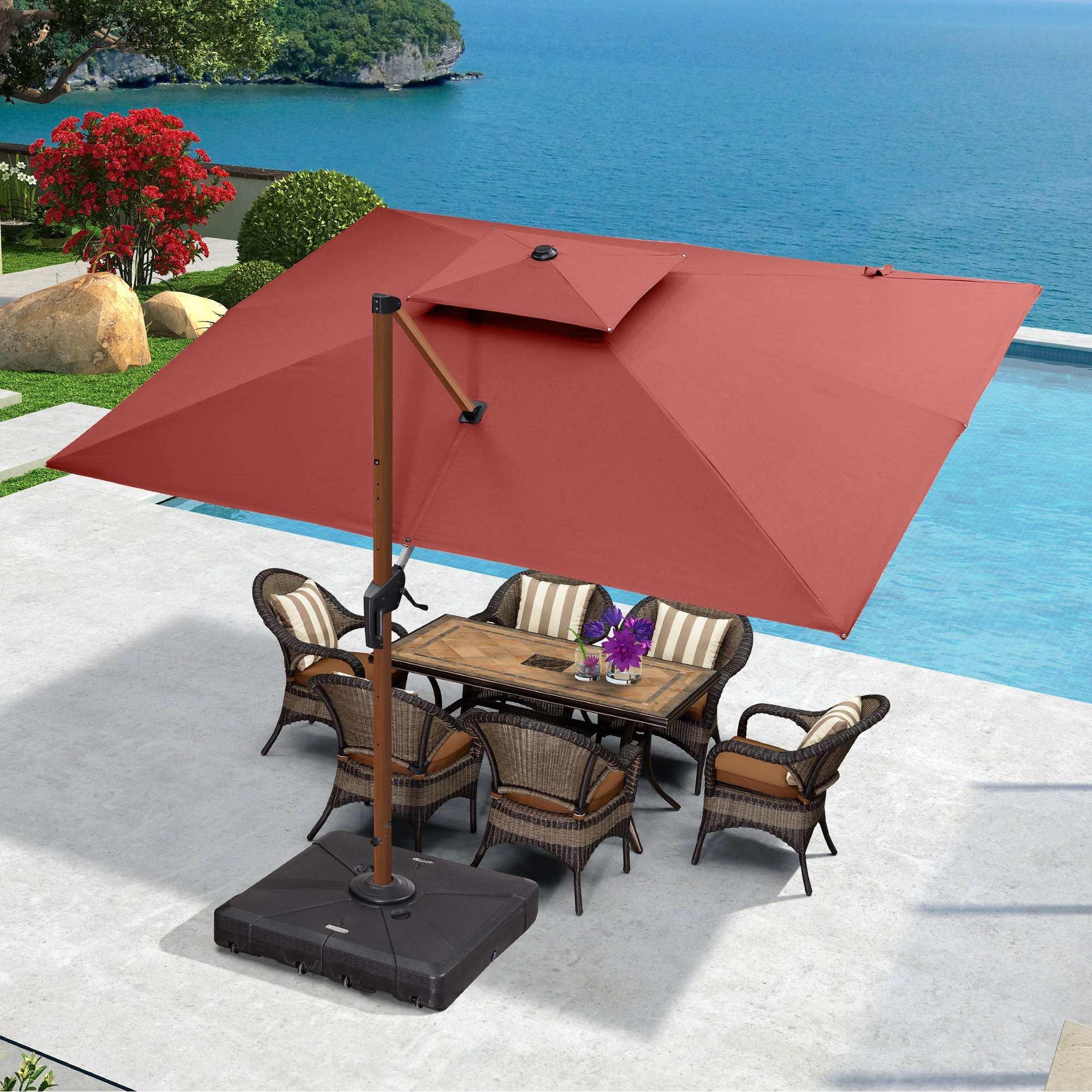 PURPLE LEAF 9 x 12 / 10 x 13 ft Rectangular Patio Umbrella Aluminum Cantilever Umbrella in Wood Color - Image 53