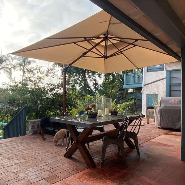 PURPLE LEAF 9 x 12 / 10 x 13 ft Rectangular Patio Umbrella Aluminum Cantilever Umbrella in Wood Color - Image 57