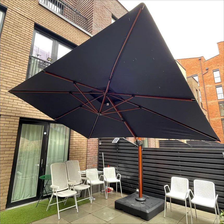PURPLE LEAF 9 x 12 / 10 x 13 ft Rectangular Patio Umbrella Aluminum Cantilever Umbrella in Wood Color - Image 58