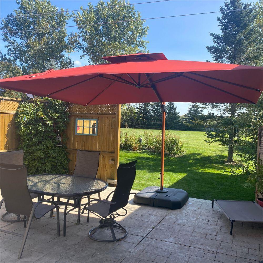 PURPLE LEAF 9 x 12 / 10 x 13 ft Rectangular Patio Umbrella Aluminum Cantilever Umbrella in Wood Color - Image 59