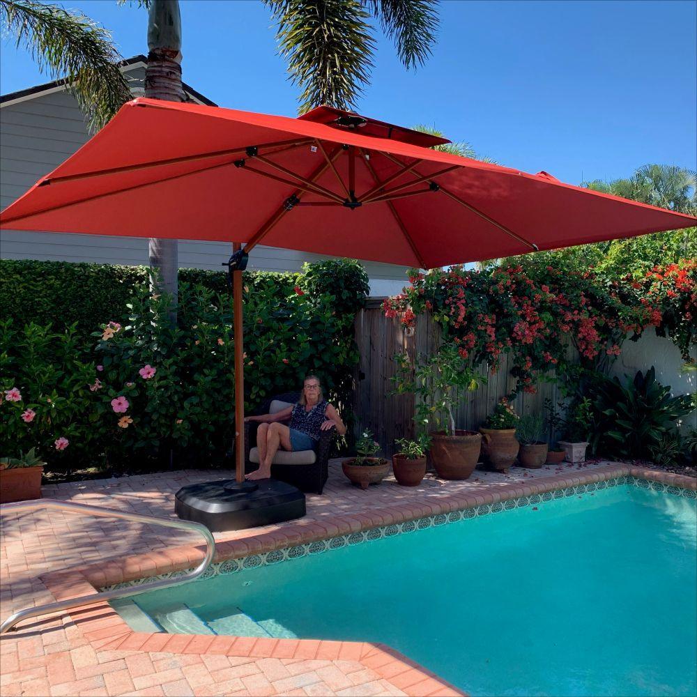 PURPLE LEAF 9 x 12 / 10 x 13 ft Rectangular Patio Umbrella Aluminum Cantilever Umbrella in Wood Color - Image 60