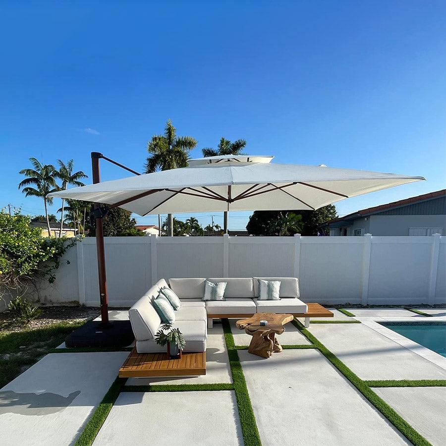 PURPLE LEAF 9 x 12 / 10 x 13 ft Rectangular Patio Umbrella Aluminum Cantilever Umbrella in Wood Color - Image 8