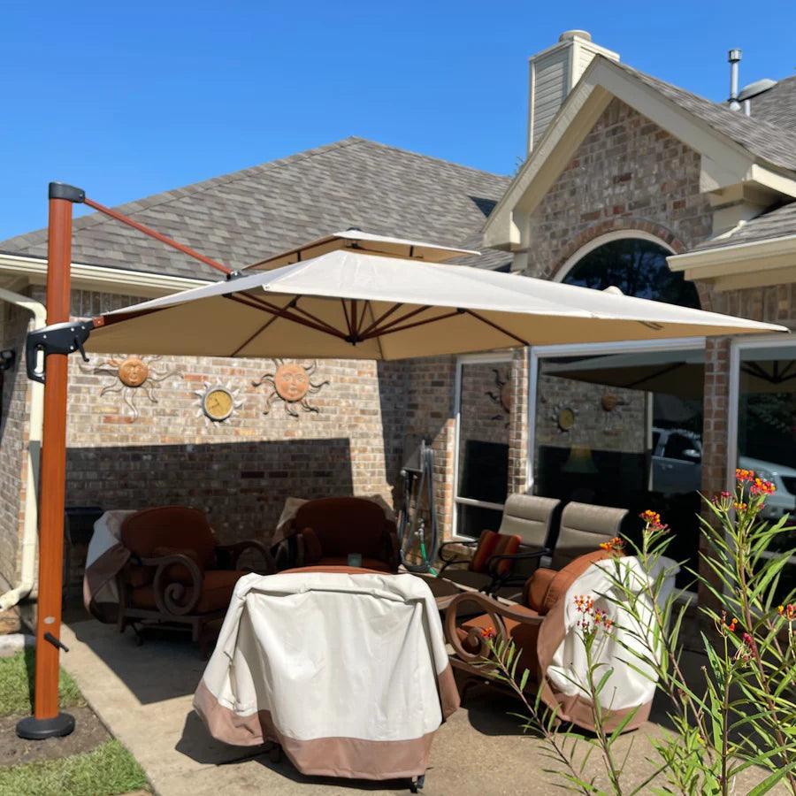 PURPLE LEAF 9 x 12 / 10 x 13 ft Rectangular Patio Umbrella Aluminum Cantilever Umbrella in Wood Color - Image 62