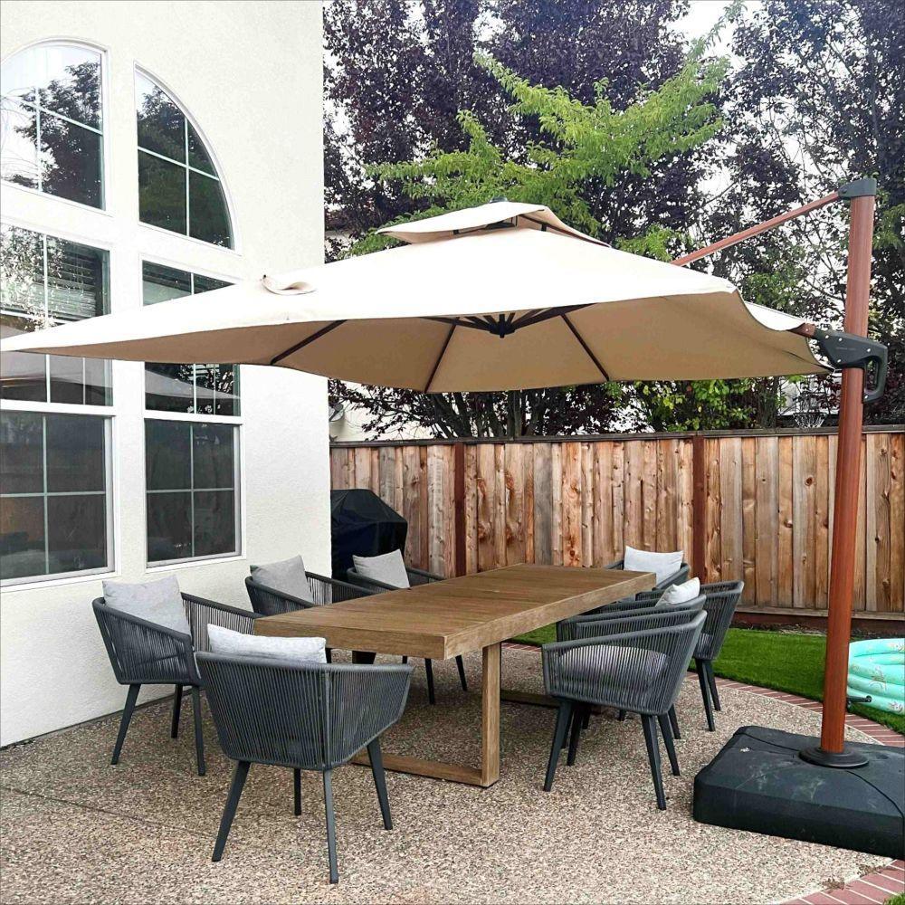 PURPLE LEAF 9 x 12 / 10 x 13 ft Rectangular Patio Umbrella Aluminum Cantilever Umbrella in Wood Color - Image 63