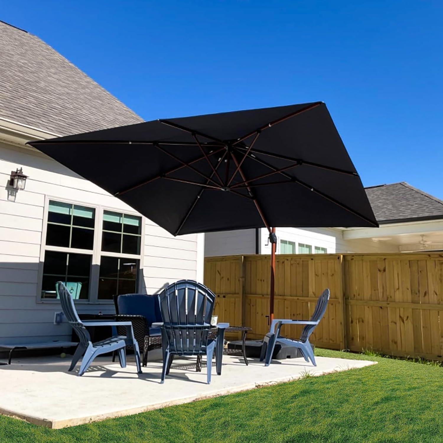 PURPLE LEAF 9 x 12 / 10 x 13 ft Rectangular Patio Umbrella Aluminum Cantilever Umbrella in Wood Color - Image 65