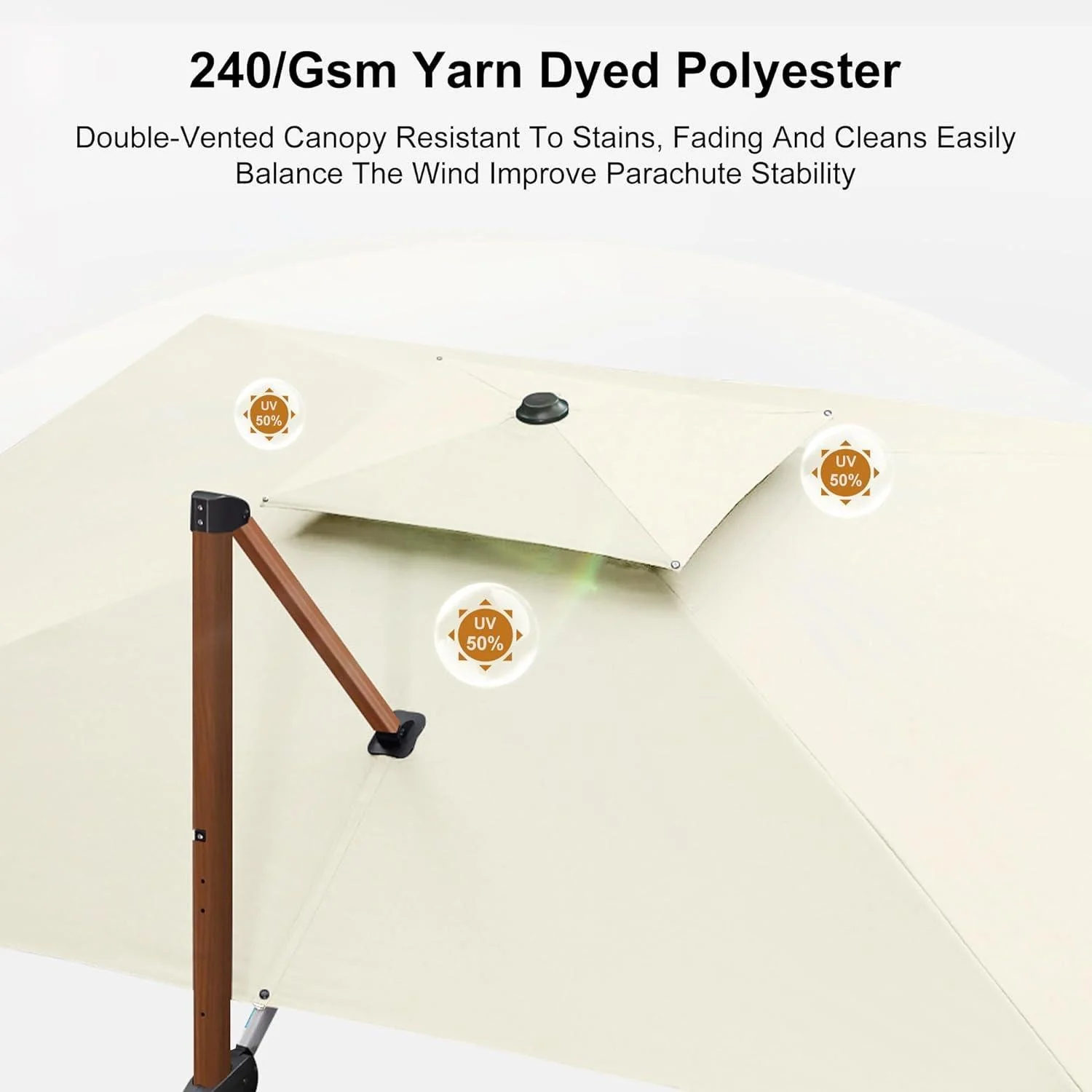 PURPLE LEAF 9 x 12 / 10 x 13 ft Rectangular Patio Umbrella Aluminum Cantilever Umbrella in Wood Color - Image 67