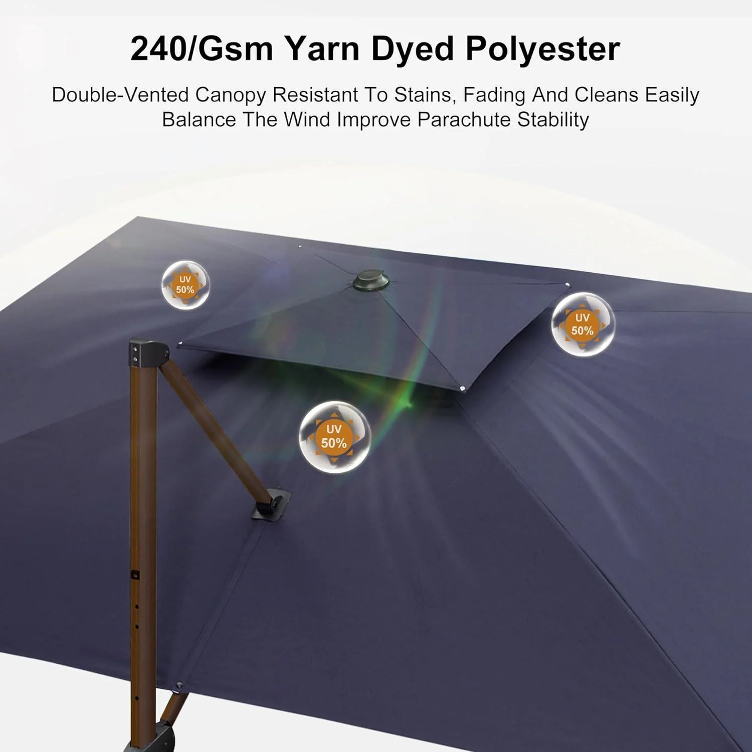PURPLE LEAF 9 x 12 / 10 x 13 ft Rectangular Patio Umbrella Aluminum Cantilever Umbrella in Wood Color - Image 69