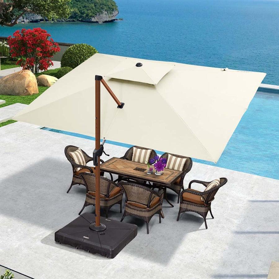 PURPLE LEAF 9 x 12 / 10 x 13 ft Rectangular Patio Umbrella Aluminum Cantilever Umbrella in Wood Color - Image 9