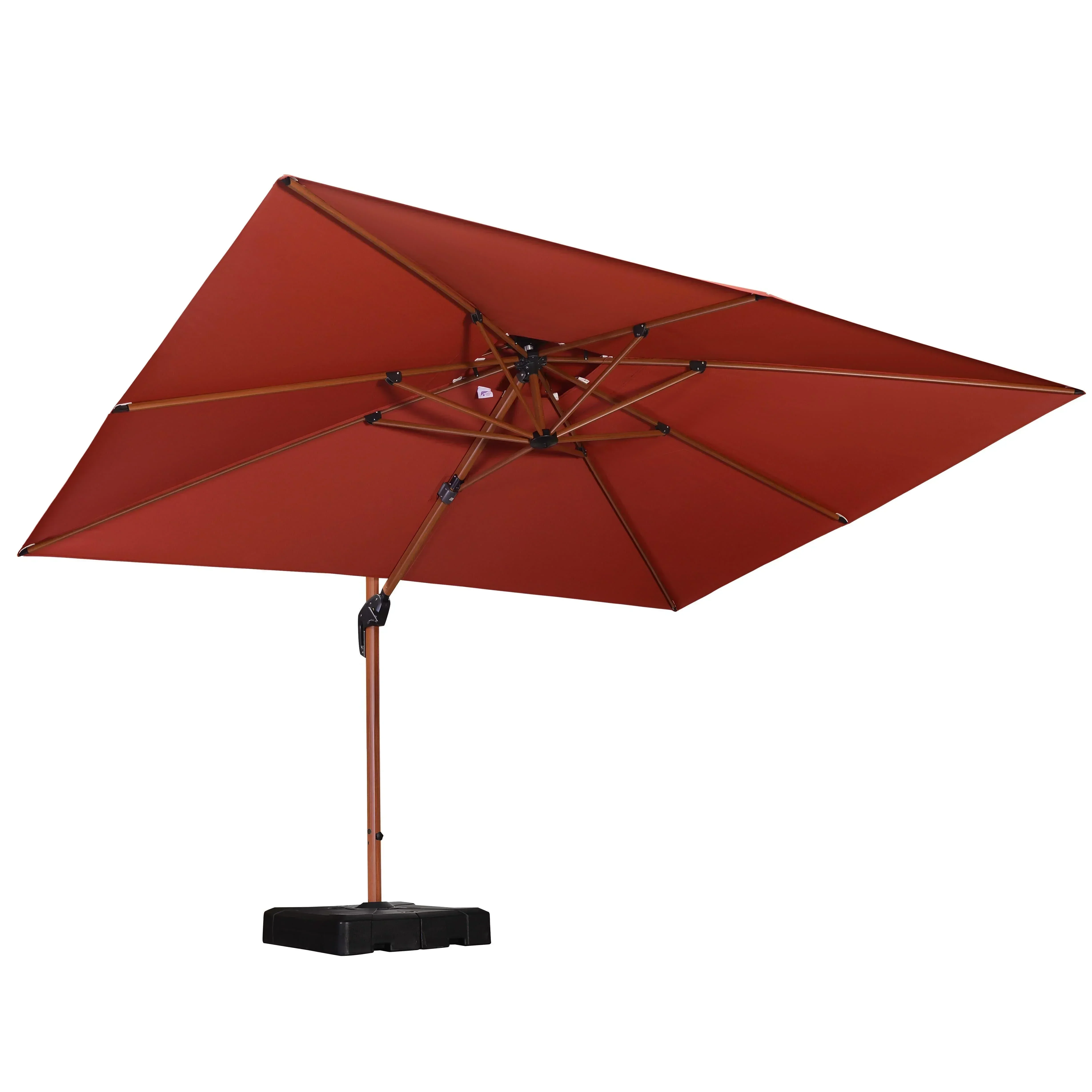 PURPLE LEAF 9 x 12 / 10 x 13 ft Rectangular Patio Umbrella Aluminum Cantilever Umbrella in Wood Color - Image 74