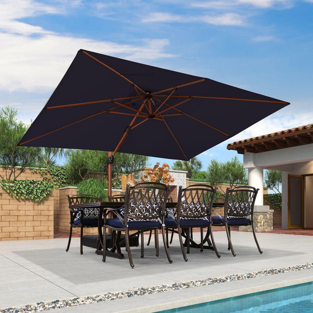 PURPLE LEAF 9 x 12 / 10 x 13 ft Rectangular Patio Umbrella Aluminum Cantilever Umbrella in Wood Color - Image 77