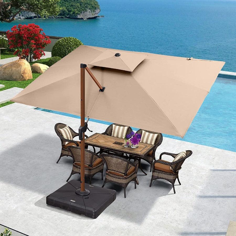 PURPLE LEAF 9 x 12 / 10 x 13 ft Rectangular Patio Umbrella Aluminum Cantilever Umbrella in Wood Color - Image 10