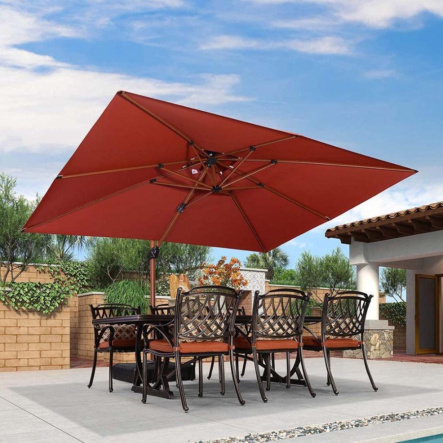 PURPLE LEAF 9 x 12 / 10 x 13 ft Rectangular Patio Umbrella Aluminum Cantilever Umbrella in Wood Color - Image 11
