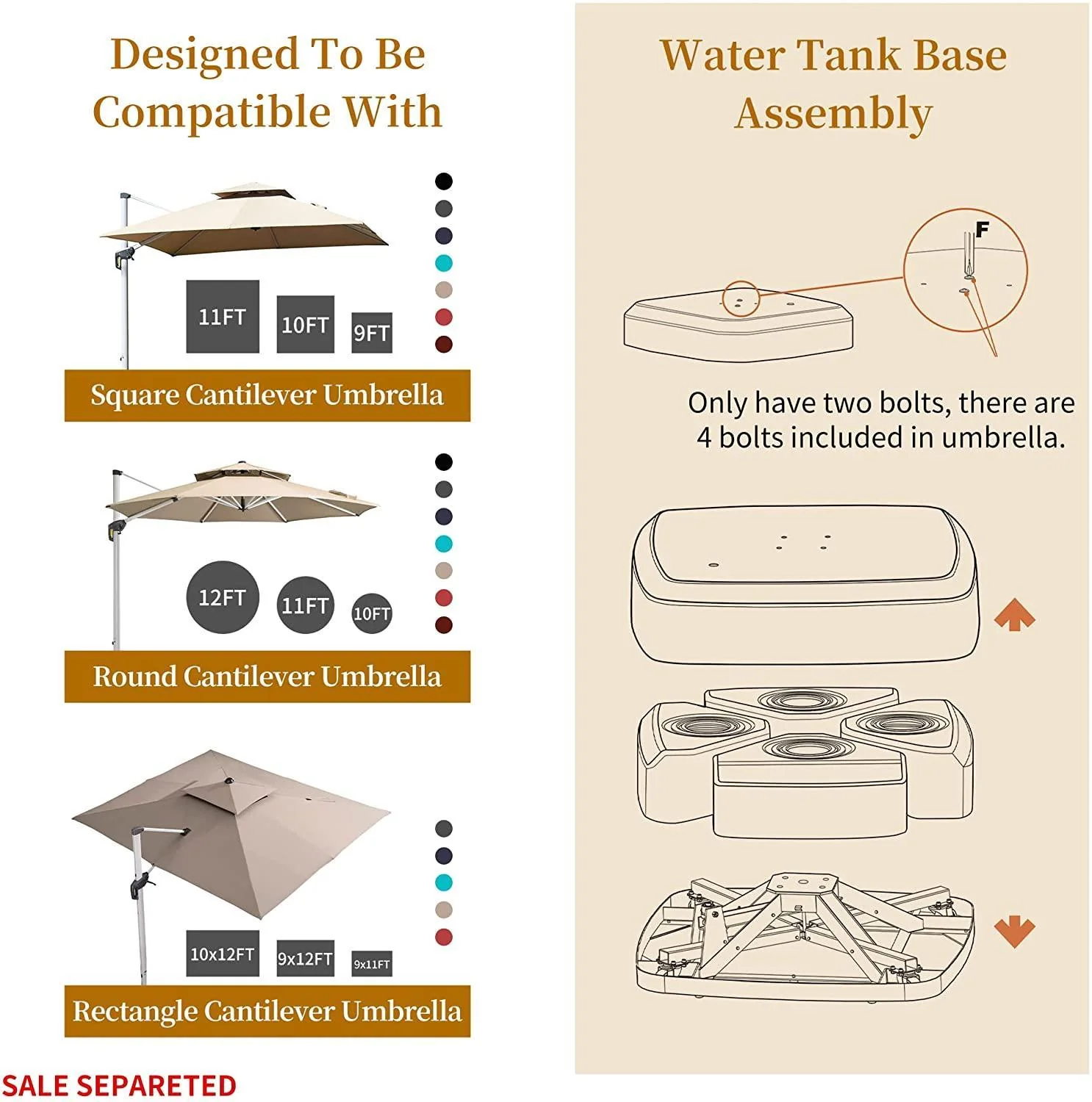 PURPLE LEAF Heavy Patio Umbrella Base with Wheels ZYBASE-8 - Image 13
