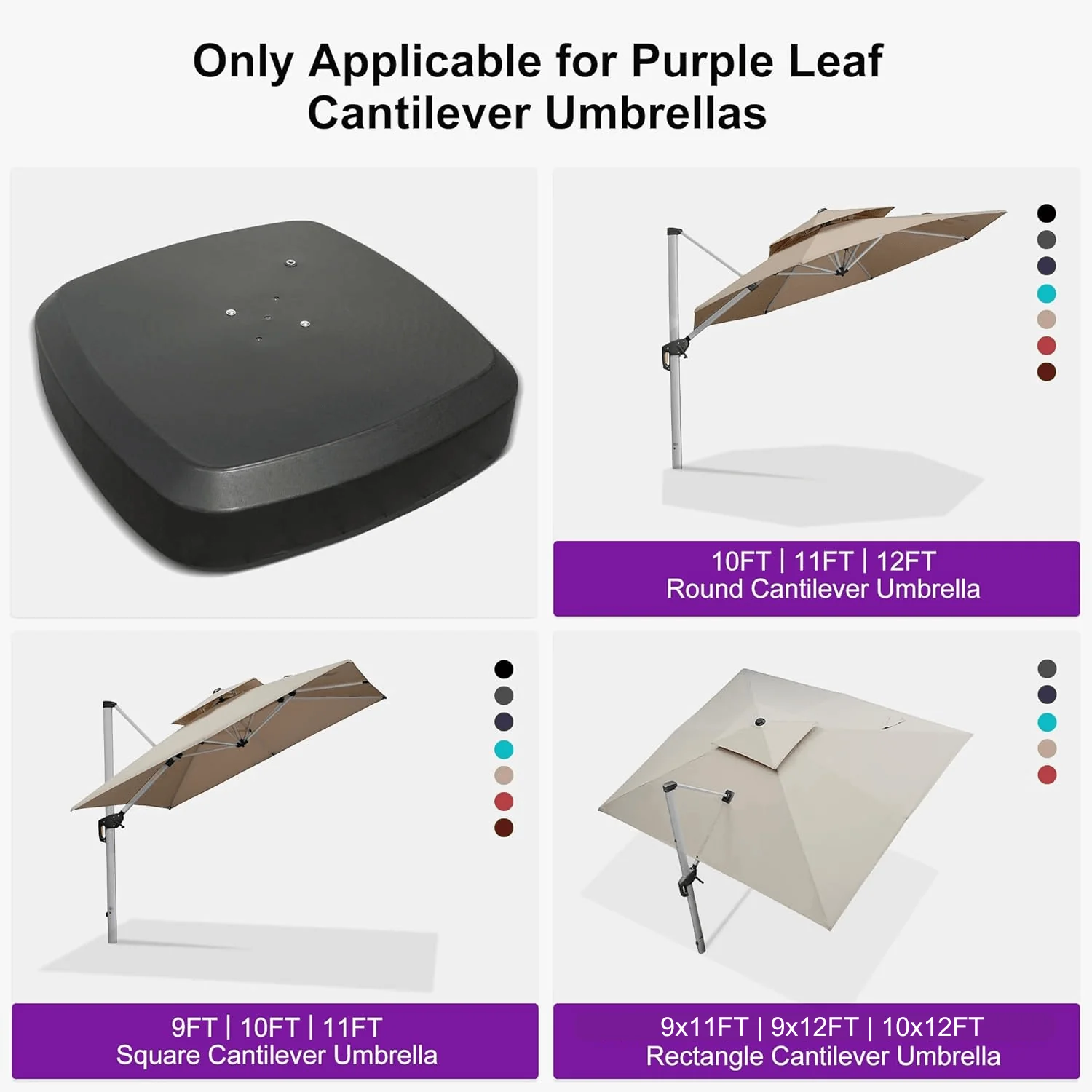 PURPLE LEAF Heavy Patio Umbrella Base with Wheels ZYBASE-8 - Image 29