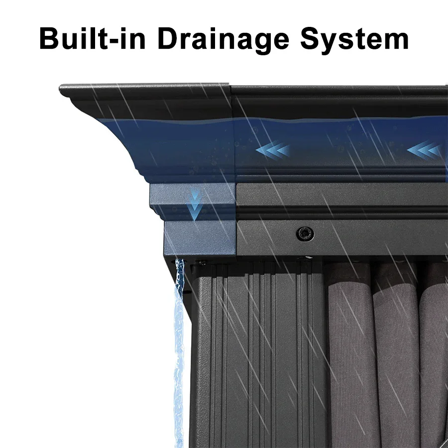 PURPLE LEAF Patio Gazebo for Backyard Grey Hardtop Galvanized Steel Roof Awning with Upgrade Curtain - Image 128