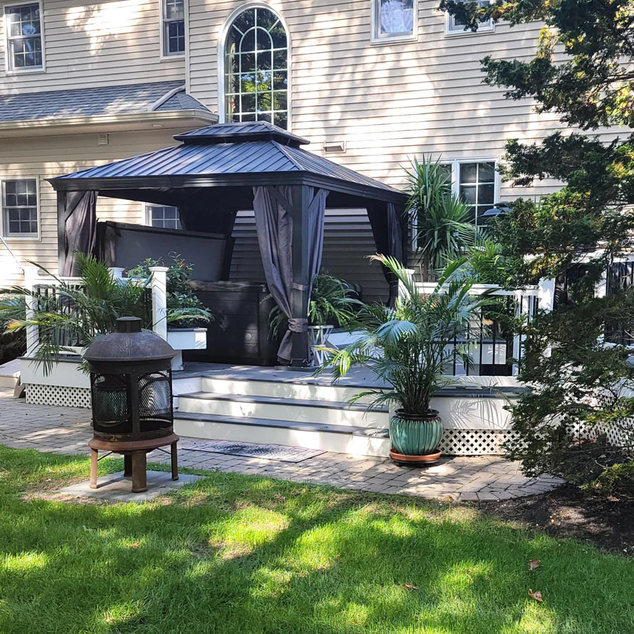 PURPLE LEAF Patio Gazebo for Backyard Grey Hardtop Galvanized Steel Roof Awning with Upgrade Curtain - Image 158