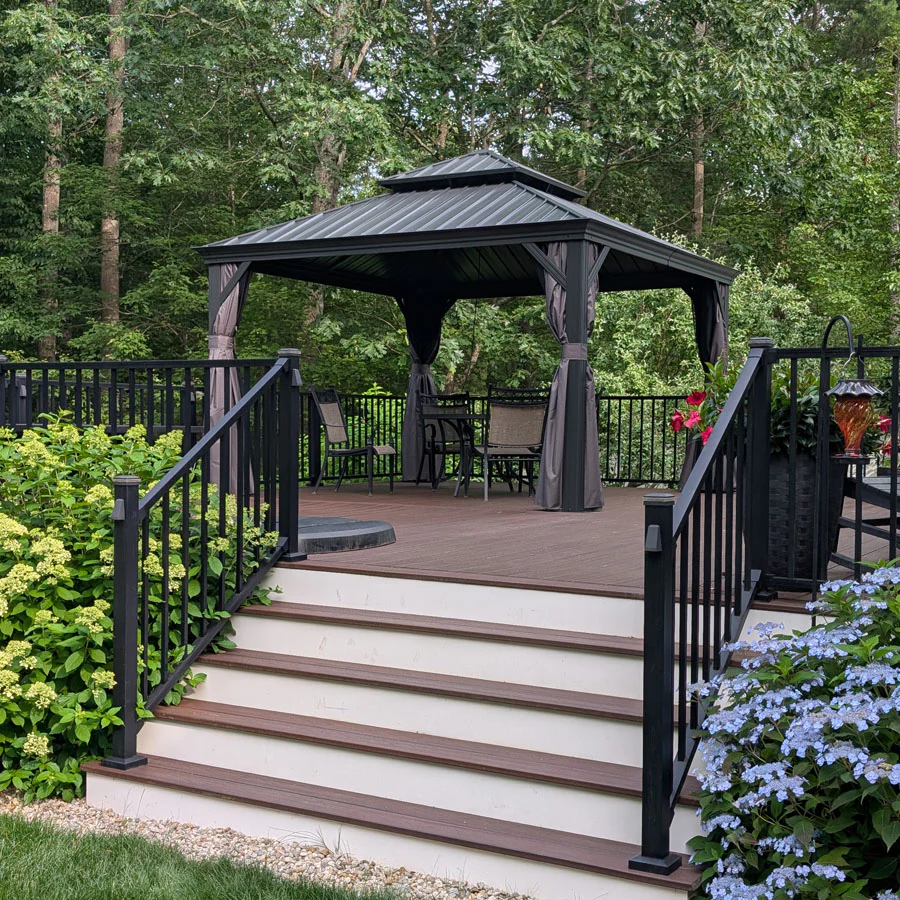 PURPLE LEAF Patio Gazebo for Backyard Grey Hardtop Galvanized Steel Roof Awning with Upgrade Curtain - Image 162