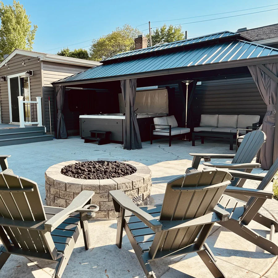 PURPLE LEAF Patio Gazebo for Backyard Grey Hardtop Galvanized Steel Roof Awning with Upgrade Curtain - Image 178