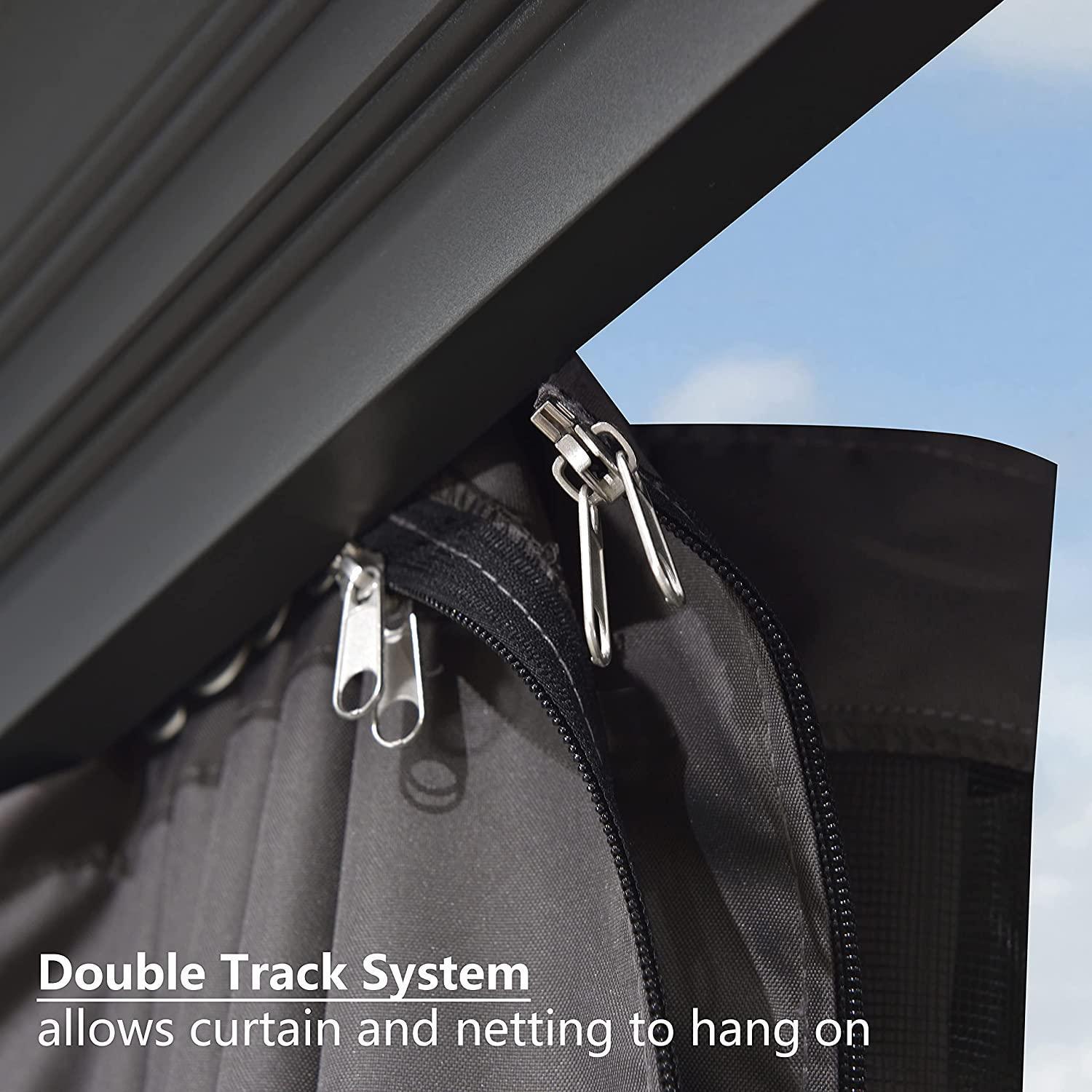 PURPLE LEAF Patio Gazebo for Backyard Grey Hardtop Galvanized Steel Roof Awning with Upgrade Curtain - Image 18