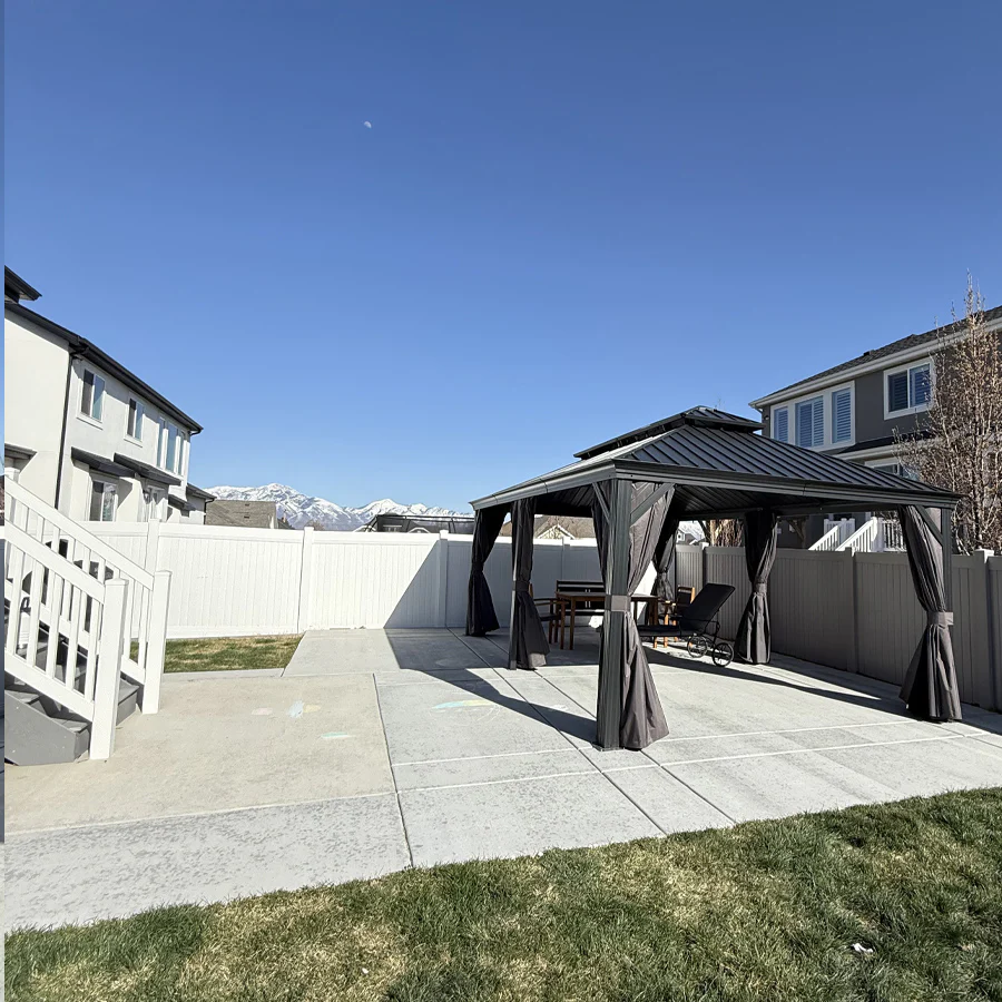 PURPLE LEAF Patio Gazebo for Backyard Grey Hardtop Galvanized Steel Roof Awning with Upgrade Curtain - Image 188