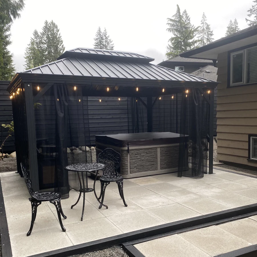 PURPLE LEAF Patio Gazebo for Backyard Grey Hardtop Galvanized Steel Roof Awning with Upgrade Curtain - Image 190