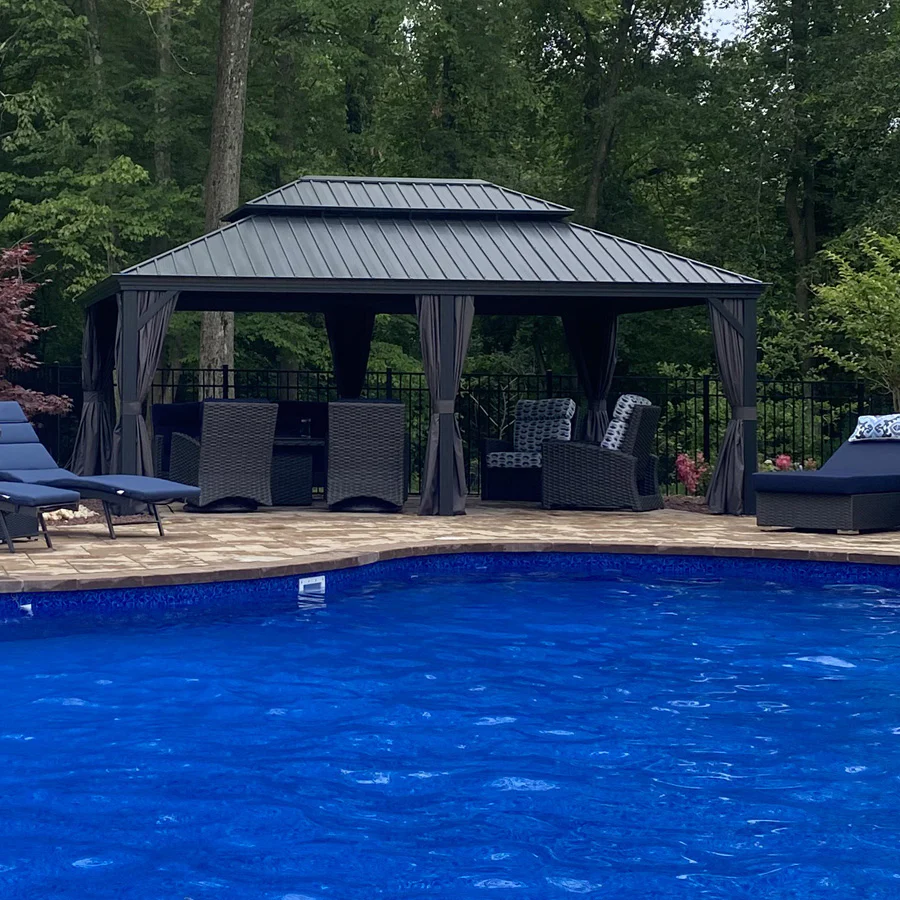 PURPLE LEAF Patio Gazebo for Backyard Grey Hardtop Galvanized Steel Roof Awning with Upgrade Curtain - Image 192