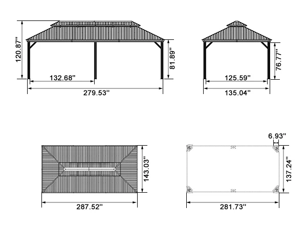 PURPLE LEAF Patio Gazebo for Backyard Grey Hardtop Galvanized Steel Roof Awning with Upgrade Curtain - Image 208