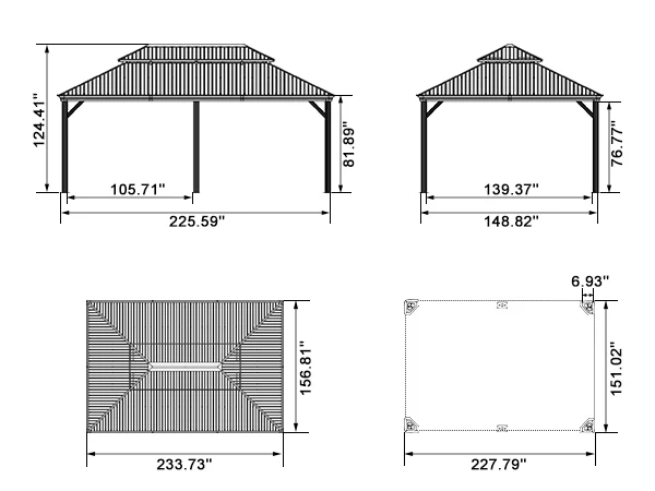 PURPLE LEAF Patio Gazebo for Backyard Grey Hardtop Galvanized Steel Roof Awning with Upgrade Curtain - Image 214