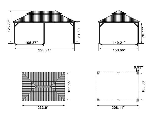 PURPLE LEAF Patio Gazebo for Backyard Grey Hardtop Galvanized Steel Roof Awning with Upgrade Curtain - Image 216