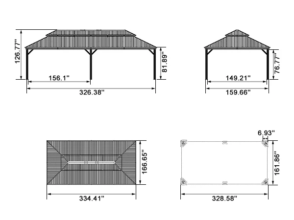 PURPLE LEAF Patio Gazebo for Backyard Grey Hardtop Galvanized Steel Roof Awning with Upgrade Curtain - Image 218