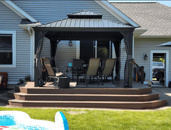 PURPLE LEAF Patio Gazebo for Backyard Grey Hardtop Galvanized Steel Roof Awning with Upgrade Curtain - Image 25