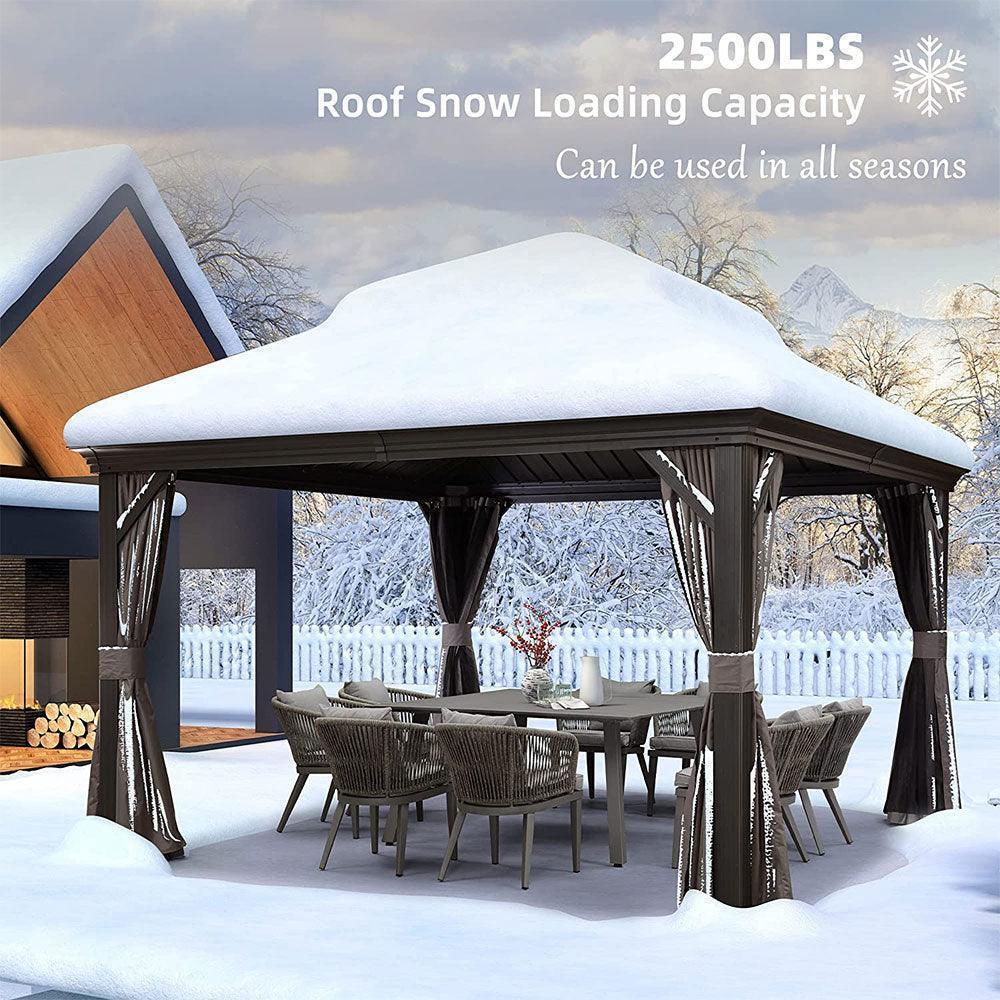 PURPLE LEAF Patio Gazebo for Backyard Grey Hardtop Galvanized Steel Roof Awning with Upgrade Curtain - Image 27