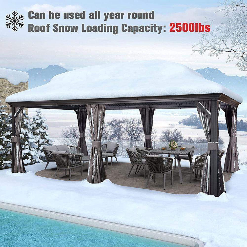 PURPLE LEAF Patio Gazebo for Backyard Grey Hardtop Galvanized Steel Roof Awning with Upgrade Curtain - Image 28