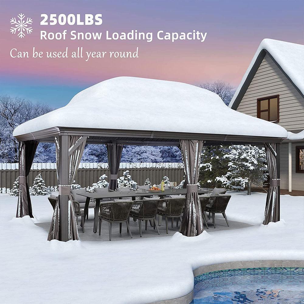 PURPLE LEAF Patio Gazebo for Backyard Grey Hardtop Galvanized Steel Roof Awning with Upgrade Curtain - Image 29