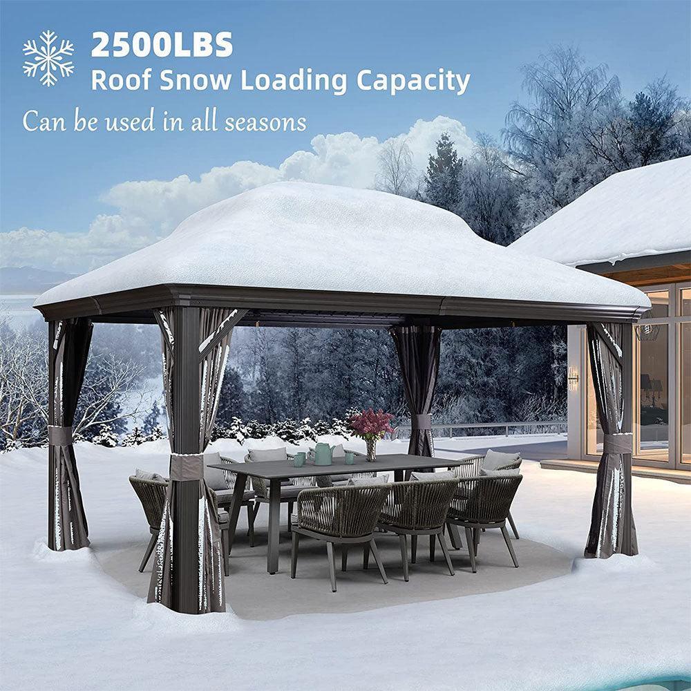 PURPLE LEAF Patio Gazebo for Backyard Grey Hardtop Galvanized Steel Roof Awning with Upgrade Curtain - Image 44